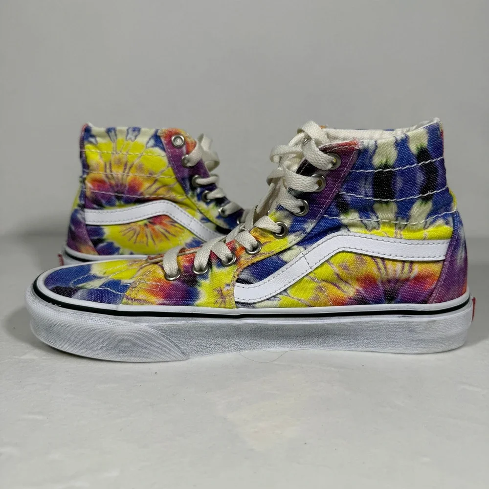 Vans Sk8-Hi Tie Dye High Top Sneakers M 7 W 8.5 Multicolor Retro 90s Boho Hippie